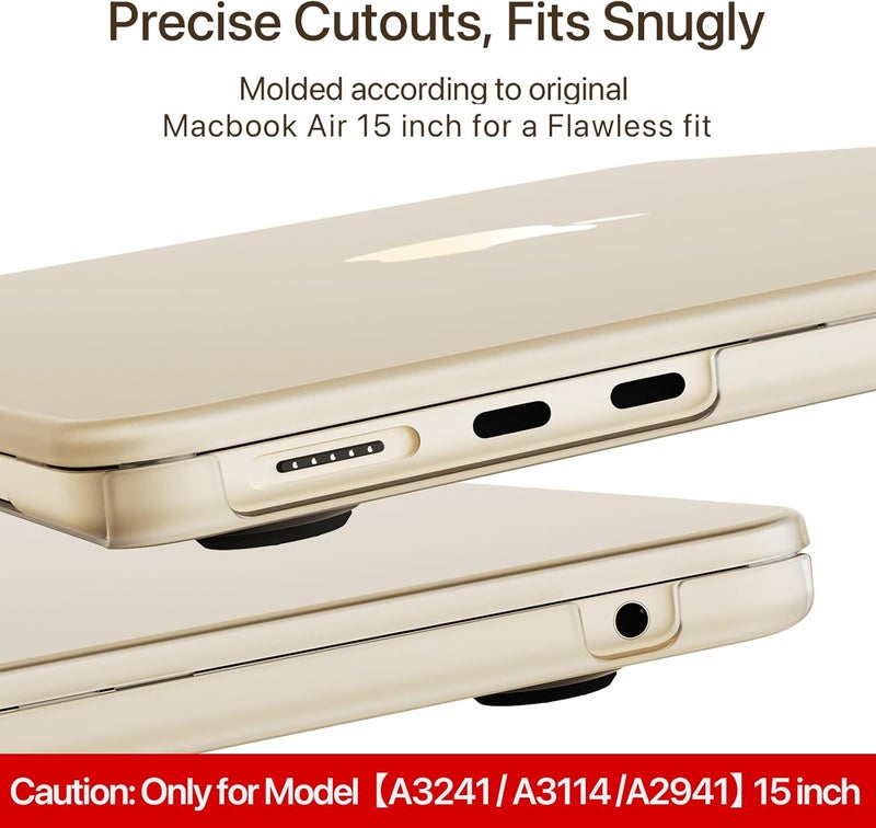 soonjet غطاء لجهاز MacBook Air مقاس 15 بوصة M4 2025 2024 2023 M3 M2 [مطابقة 100% للون الرسمي] [درع فائق النحافة] غلاف صلب لجهاز الكمبيوتر المحمول A3241 A3114 A2941 - شفاف بلون النجوم - Image 4
